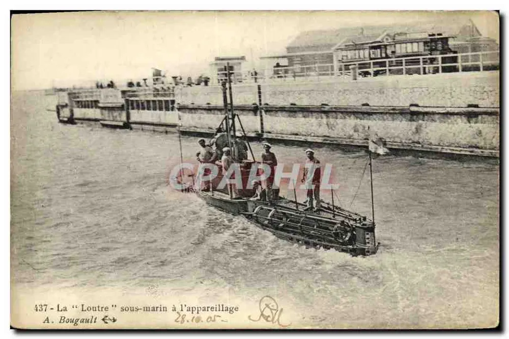 Der "Loutre" U-Boot beim Ausrüsten — A. Bougault, n° 437 - Vorderseite