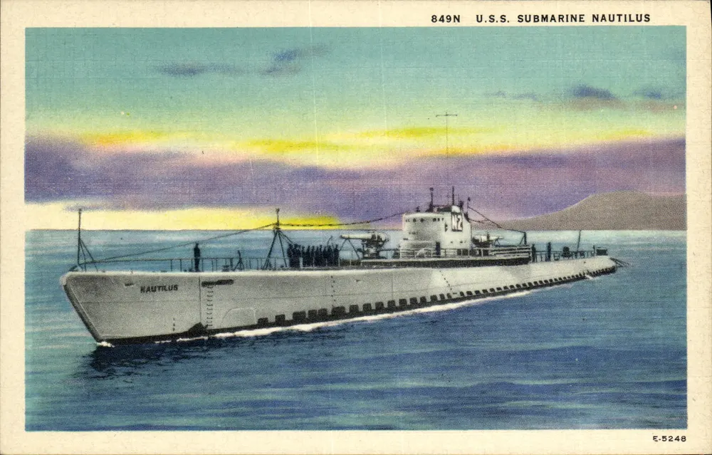 U.S.S. U-Boot Nautilus — Illustration — Herz Post Cards, San Diego, Calif. n° 849N - Vorderseite