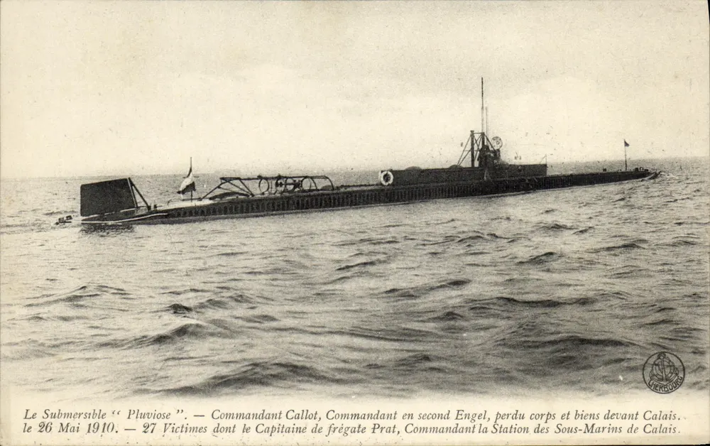 Submersível "Pluviose" — naufrágio em 26 de maio de 1910 diante de Calais — editor Liersbourg - Frente