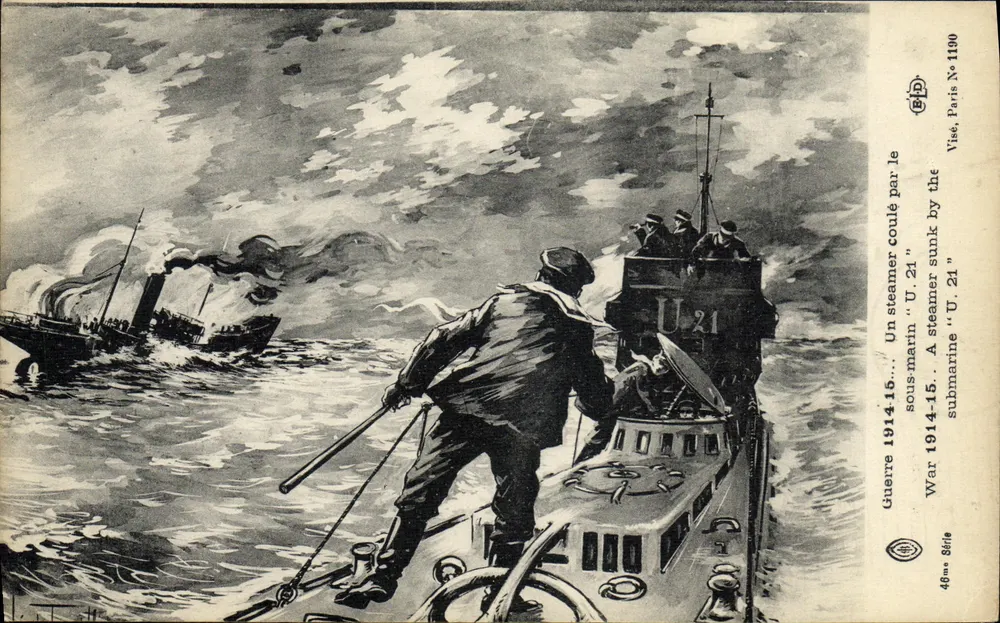 Ein Dampfschiff gesunken vom U-Boot "U.21" — Krieg 1914-15 — Serie 49 — Verlag Viété, Paris - Vorderseite