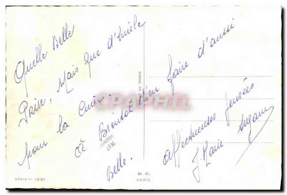 Fischer und U-Boot — Karikatur — J.T.M. Paris, Serie Nr. 1991 - Rückseite