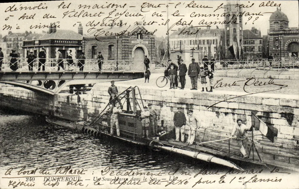 Dunkerque — Ein U-Boot im Schleusentor — Verlag: L. D. 240 - Vorderseite