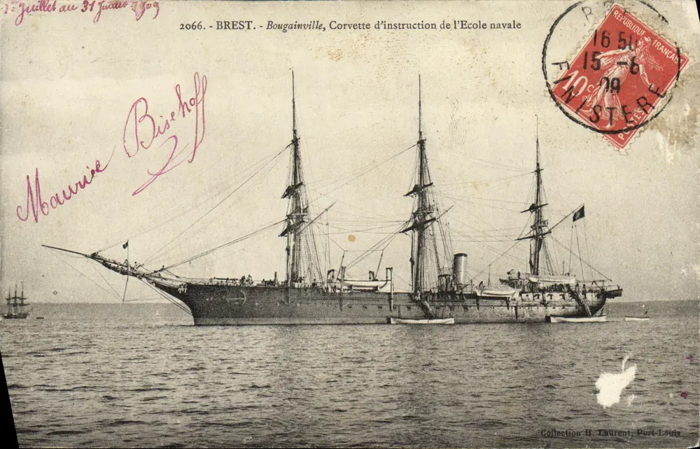 BREST — Bougainville, Unterrichtskorvette der Marineakademie — Sammlung H. Laurent, Port-Louis - Vorderseite