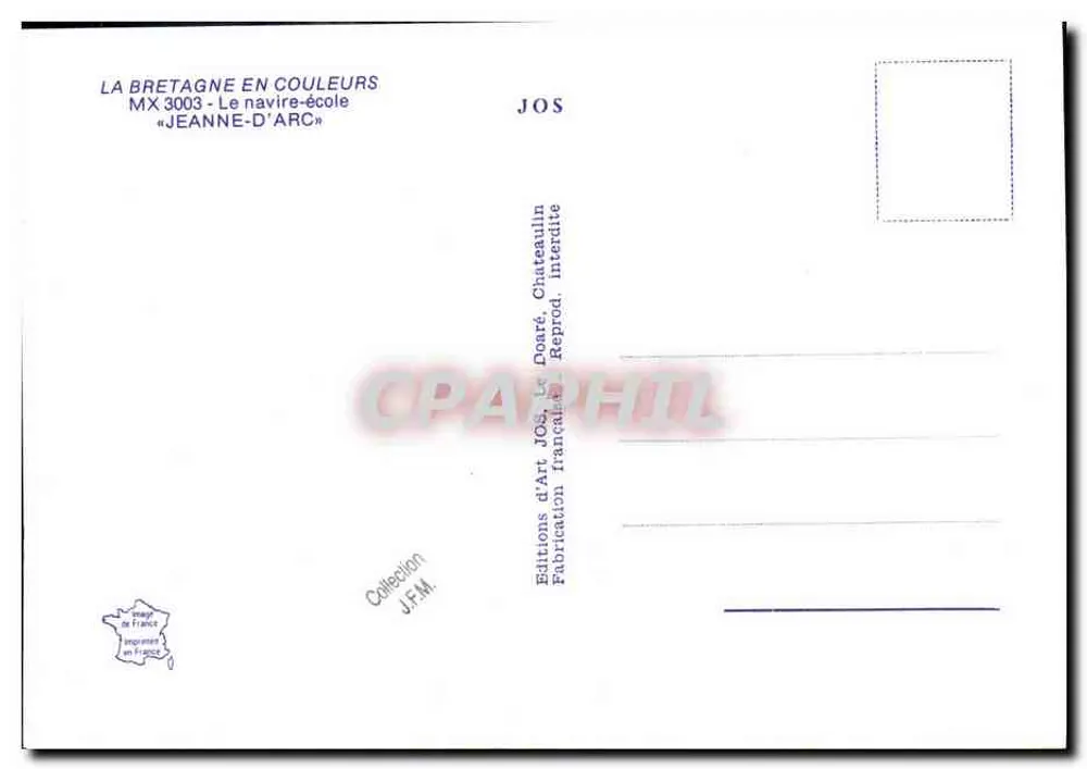 Joana d'Arc — Navio-escola — Edições de Arte JOS - Verso