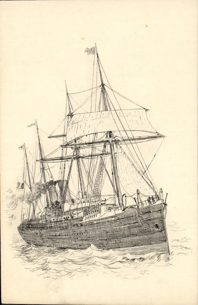 Navio a vela e a vapor — desenho — editor não visível - Frente