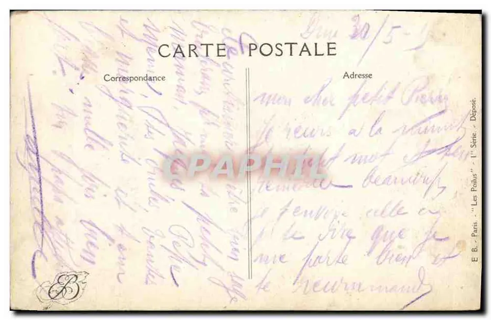 Dois marinheiros pescando um navio — Paul Dufleurs — 1914 - Verso