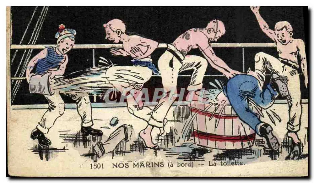 Unsere Matrosen (an Bord) — Die Toilette — Serie 1501, Verlag nicht sichtbar - Vorderseite