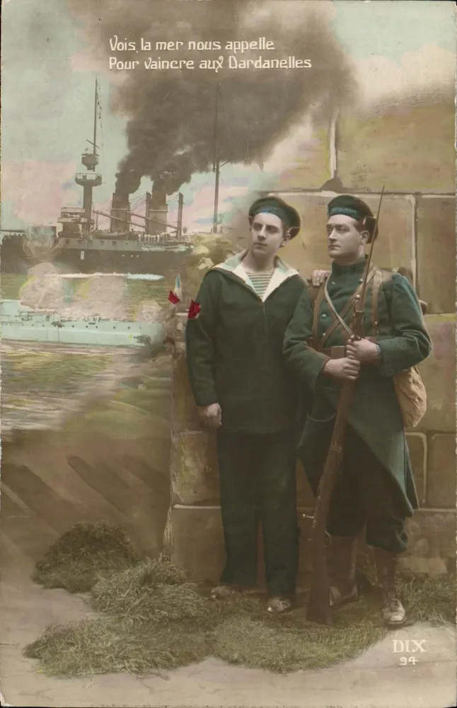 Dois soldados perto de um navio — Dardanelles — DIX 94 - Frente
