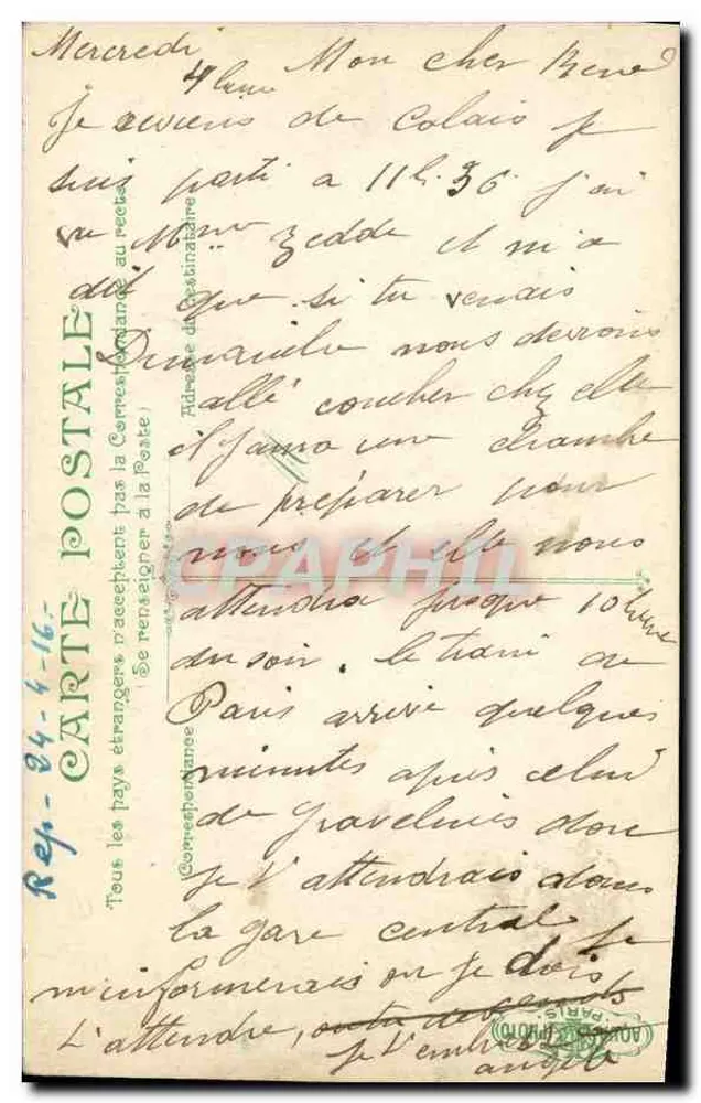 Marinha Francesa. Um torpedo — n° 3169 — editor L.V. & Cie - Verso