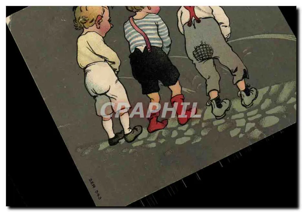 Drei Kinder, die gehen — Illustration — Verlag nicht sichtbar, Serie SER 548 - Vorderseite