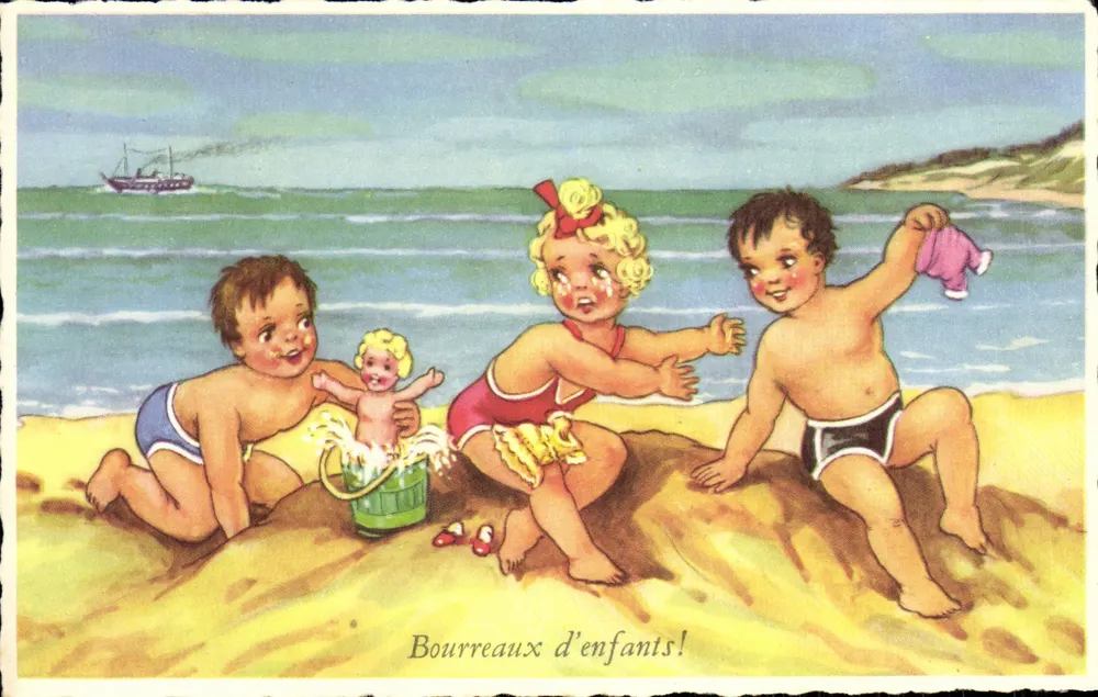 Kinder spielen am Strand — Kinder-Spiele! — M.D. Paris, Serie Nr. 015 - Vorderseite