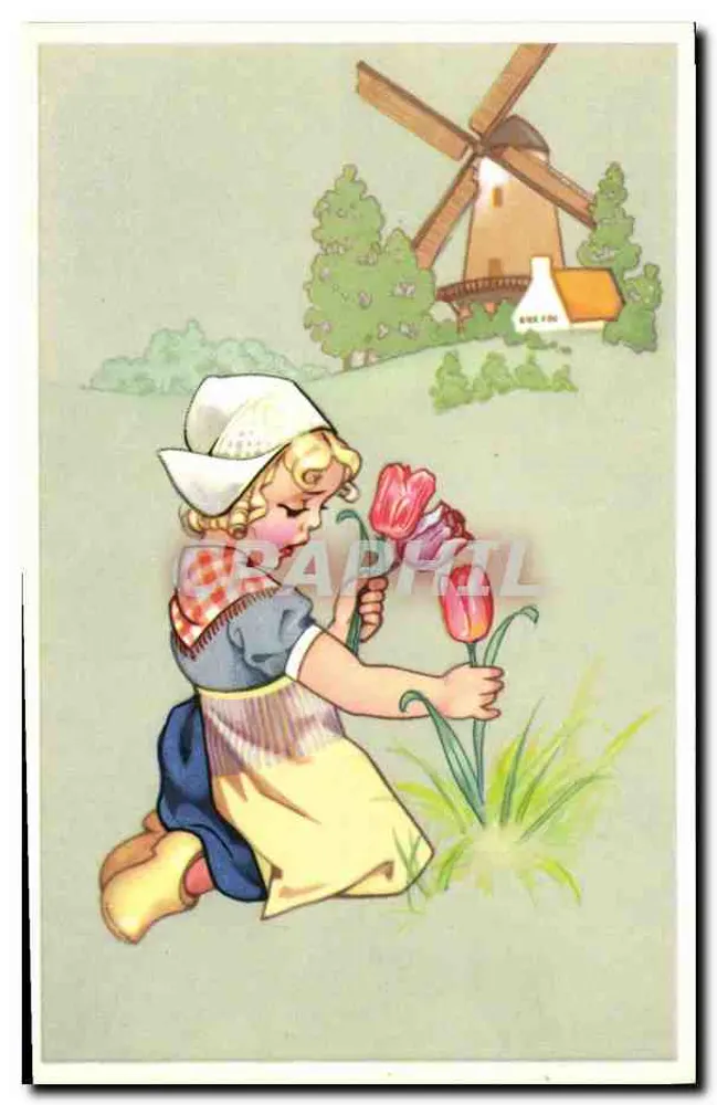 Mädchen mit Tulpen — Mühle im Hintergrund — Verlag 'SPECIAL' Nr. 136 - Vorderseite