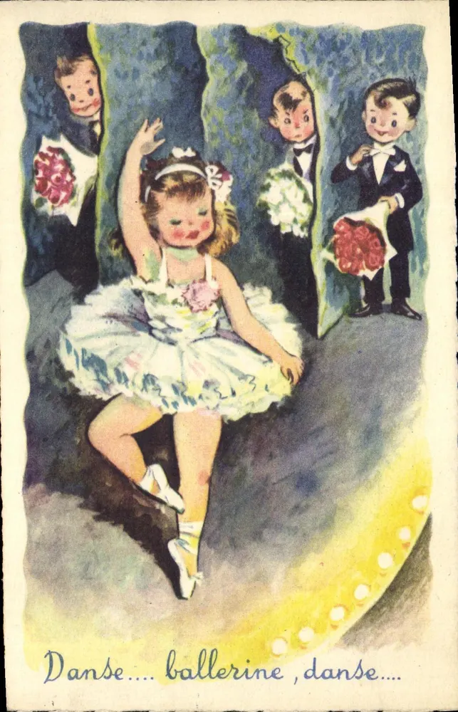 Tänzerin — Drei Jungen in Smoking mit Blumensträußen — Verlag M.D. Serie Nr. 3 - Vorderseite
