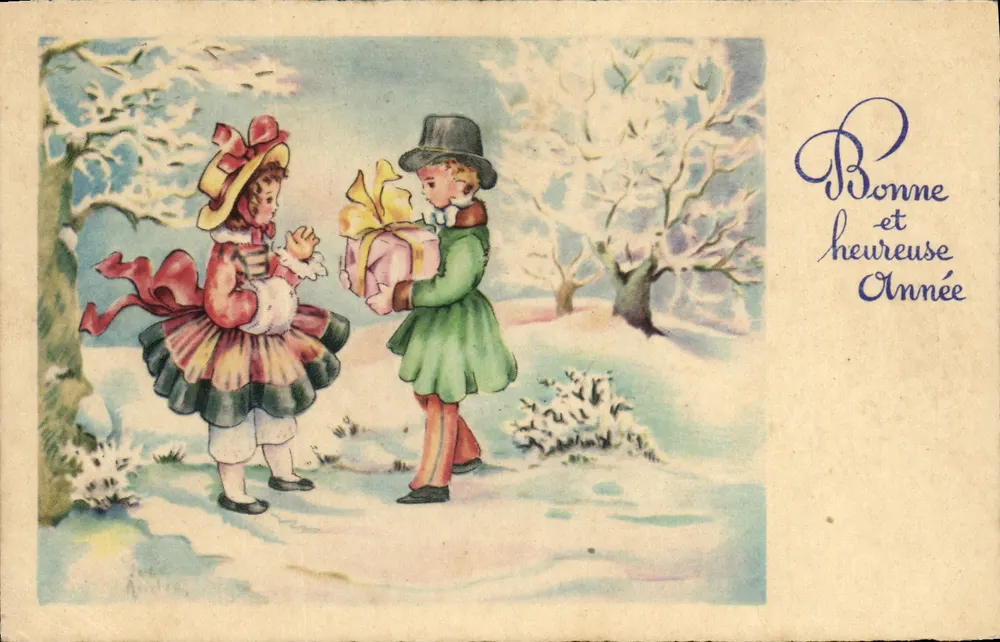 Kinder in der Schnee — Geschenkgabe — Éditions Superchuxe, Paris - Vorderseite