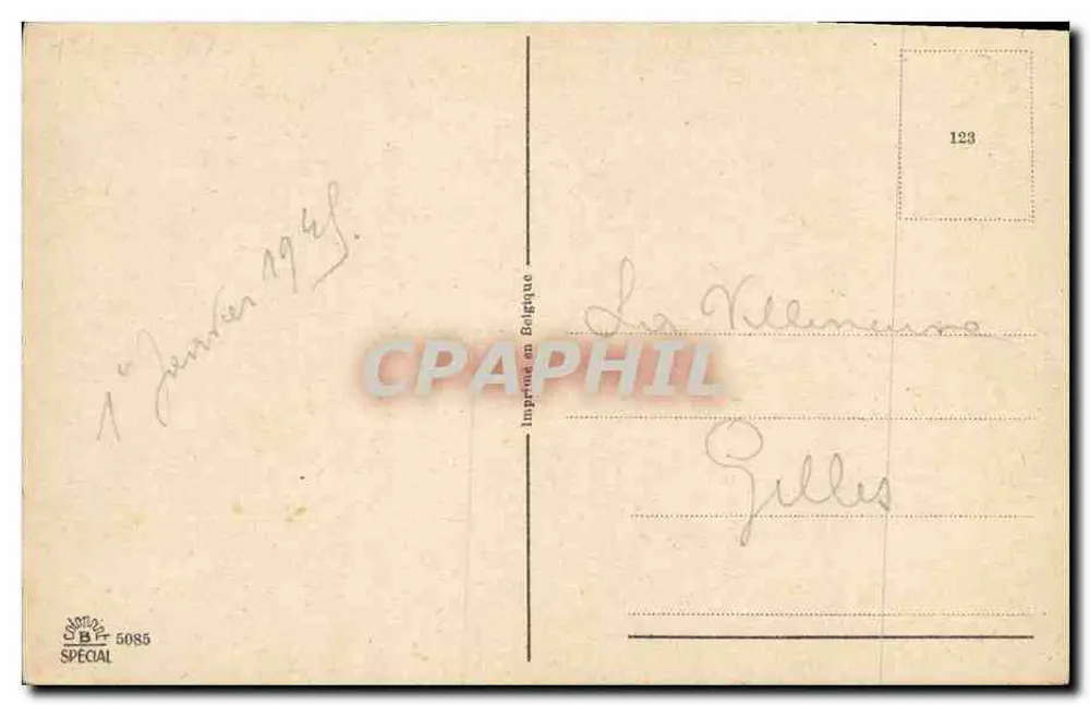 Enfant sous la neige — avec houx et corbeille — éditeur S. C. G. (n° 123) - Verso