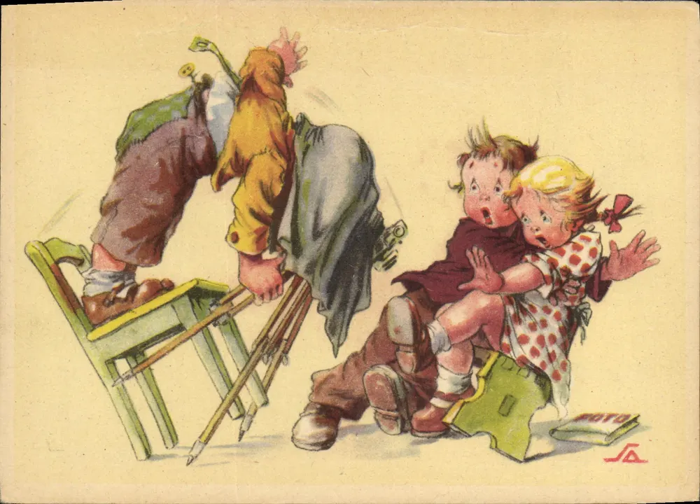 Kinder, die mit einem Erwachsenen spielen — Illustration — Verlag SA, Nr. 400 - Vorderseite