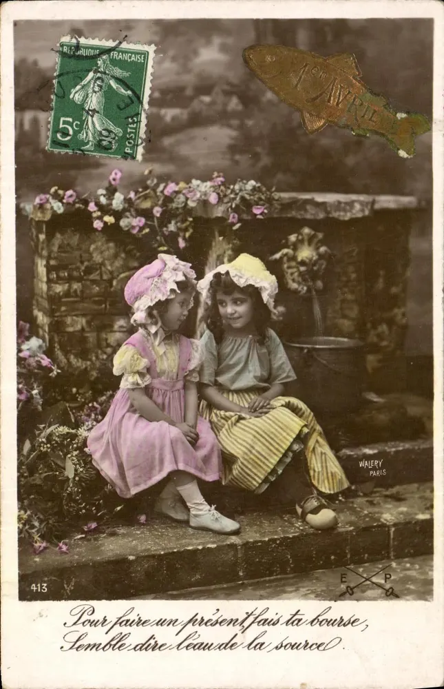 Zwei junge Mädchen neben einer Fontäne — Walery, Paris, n°413 - Vorderseite