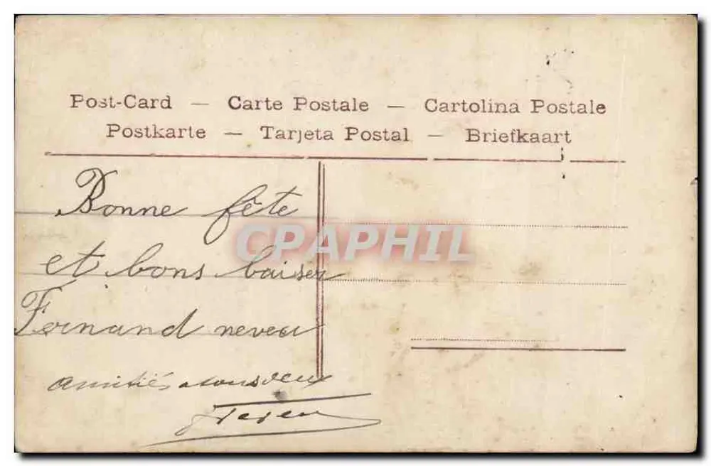 Trois enfants dans un dirigeable — scène parisienne avec la Tour Eiffel — éditeur IPO, n° 4155 - Verso