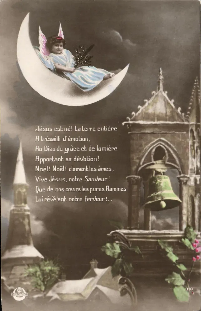 Weihnachten — Engel auf einem Halbmond — Ch. Fontaine, Verleger - Vorderseite