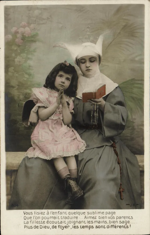 Schwester und kleines Mädchen im Gebet — J.K. — n°804 - Vorderseite