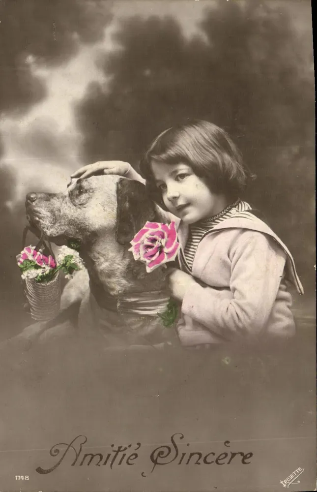 Mädchen und Hund — Echte Freundschaft — Imprimerie Tricette, n°1748 - Vorderseite