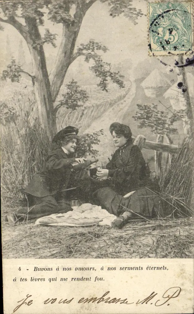 Zwei Liebende unter einem Baum — romantische Szene — M.P. n°4 - Vorderseite