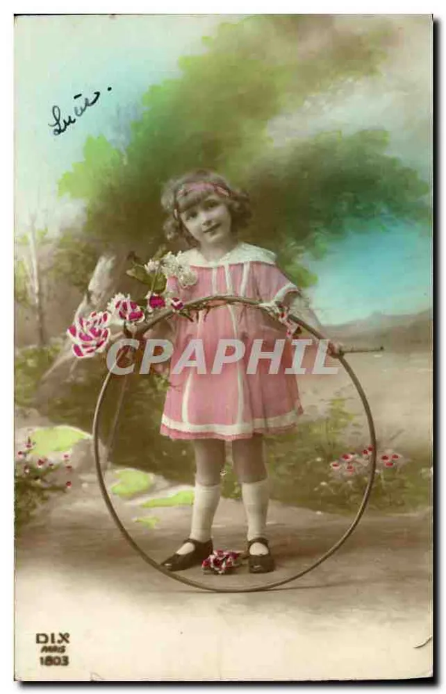Mädchen in rosa Kleid mit Krone — studio Dix, Paris — n° 1803 - Vorderseite