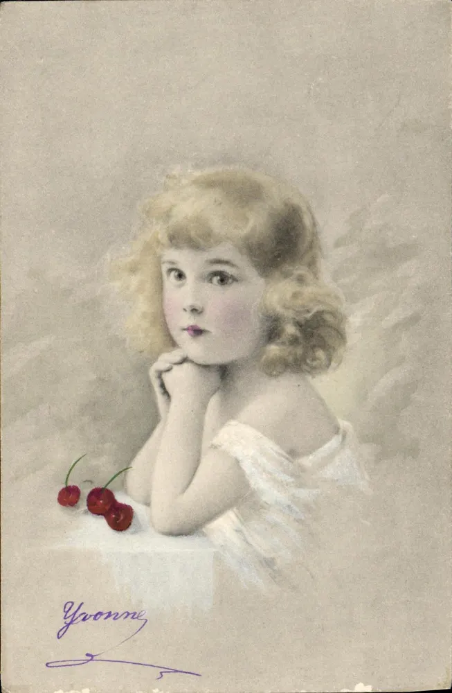 Kleine Mädchen mit Kirschen — Yoonne — Verleger M. Vienne - Vorderseite