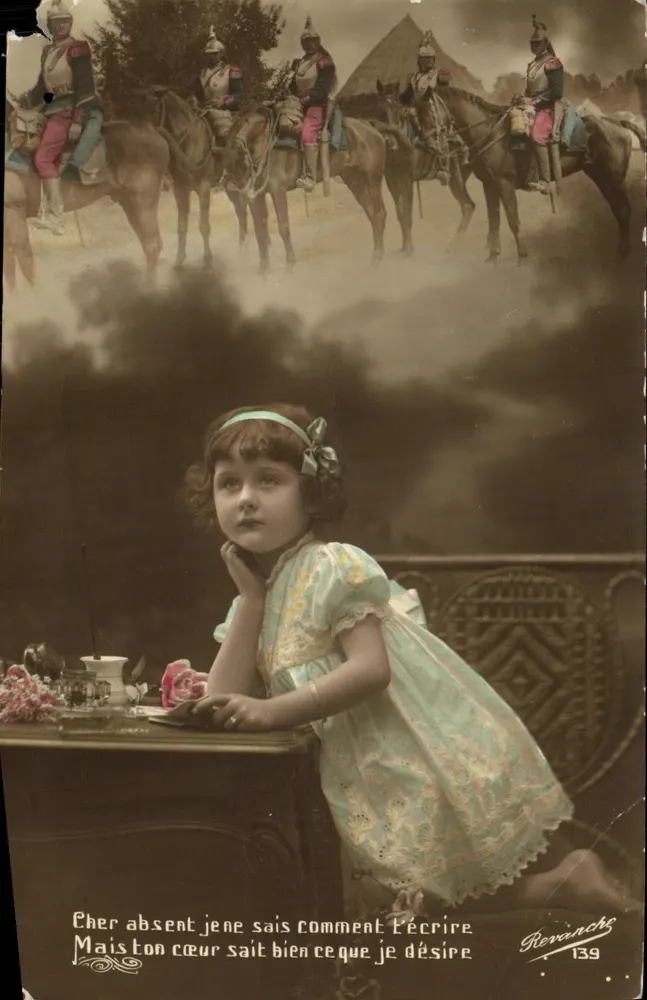 Mädchen in einem blauen Kleid — Szene mit Rittern in Rüstung — Gervanche 139 - Vorderseite