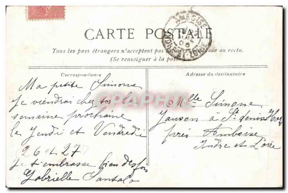 Nini & Mimi — Kinder mit Katze — Sammlung der Magasins L. SERPETTE, Amboise & Châteaurenault - Rückseite