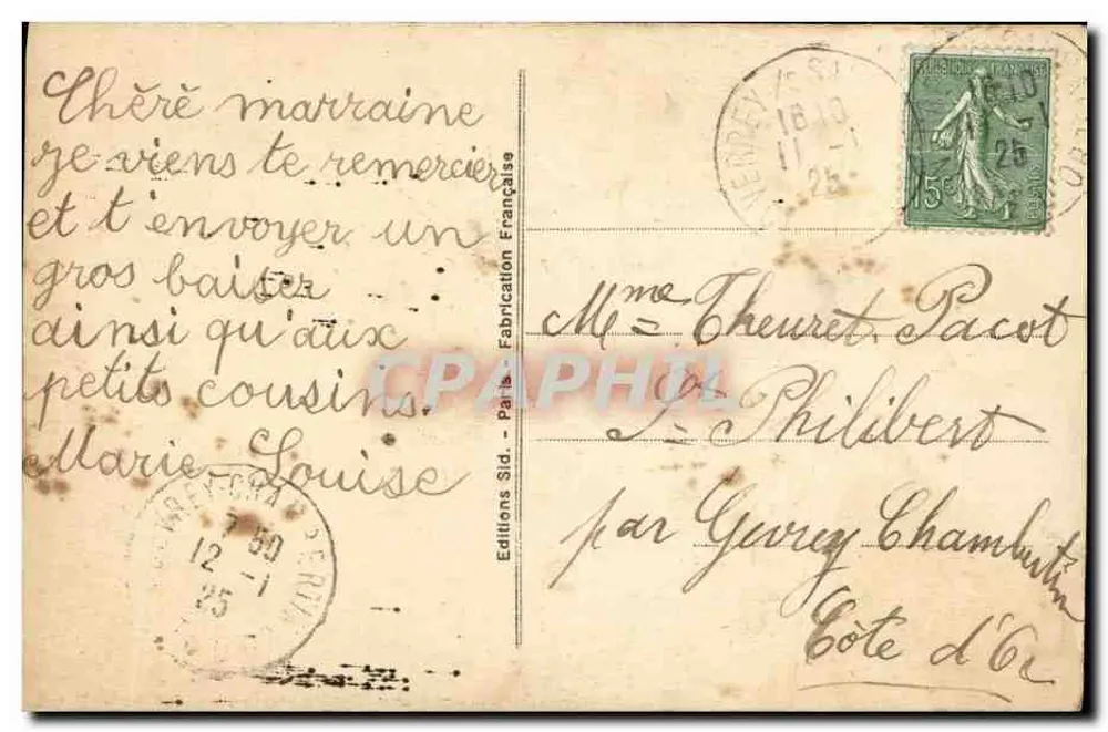 Lächelnde Mädchen mit einem Blumenstrauß — Ein großer Kuss — Spies Nr. 8017 - Rückseite