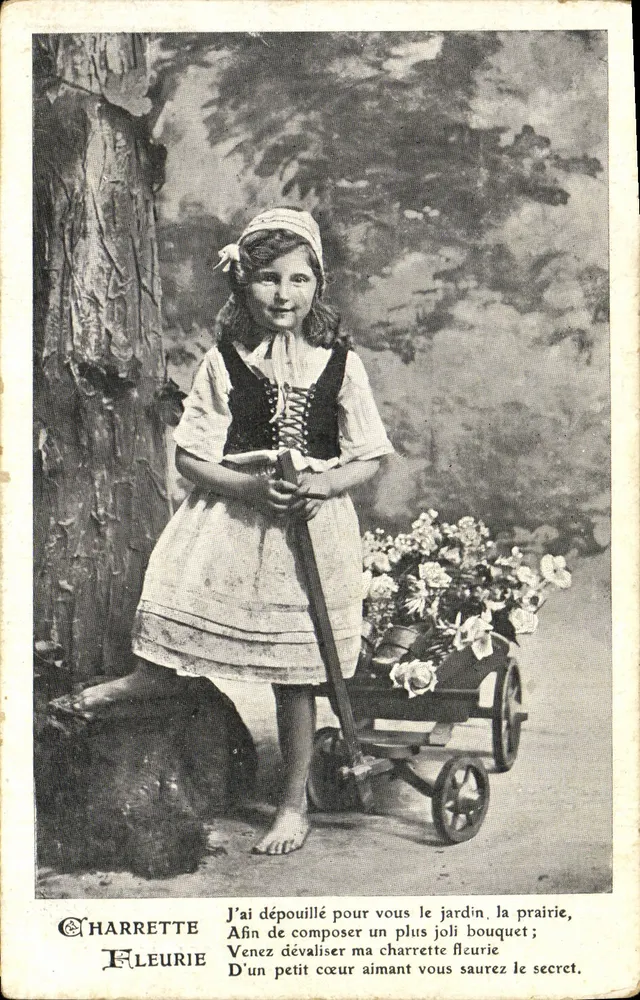 Blütenwagen — Mädchen mit Blütenwagen — J.C. Paris - Vorderseite