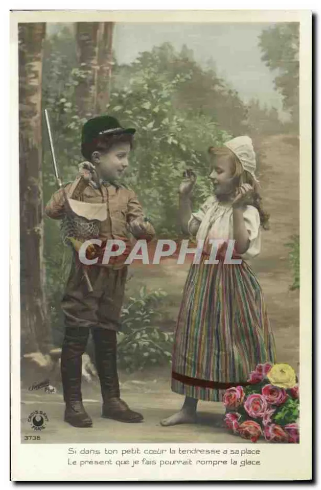 Kinder im Park — zärtliche Szene — Verlag Cris Dary, Nr. 3738 - Vorderseite