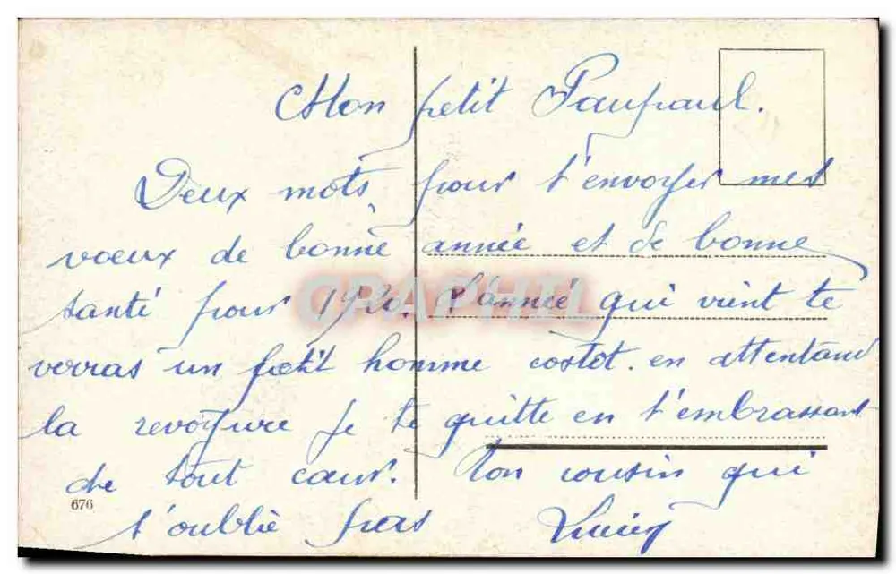 Kind mit Leiter und Sack — Neujahrsgruß für 1920 — Verlag nicht sichtbar - Rückseite