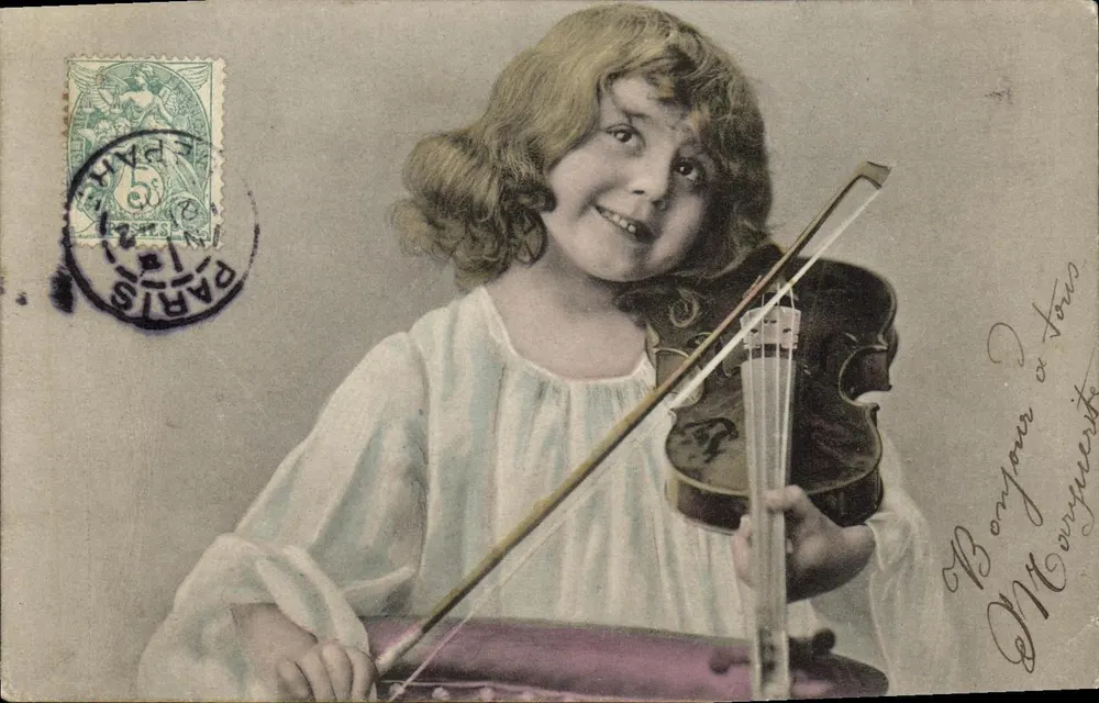 Mädchen, das Violine spielt — Paris — P.F.B. Serie 3805 - Vorderseite