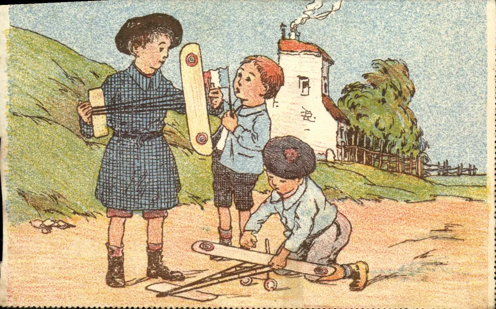 Enfants jouant avec des skis — éditeur ÉDITION BOURGEOIS AINE — n° de série non visible - Vorderseite