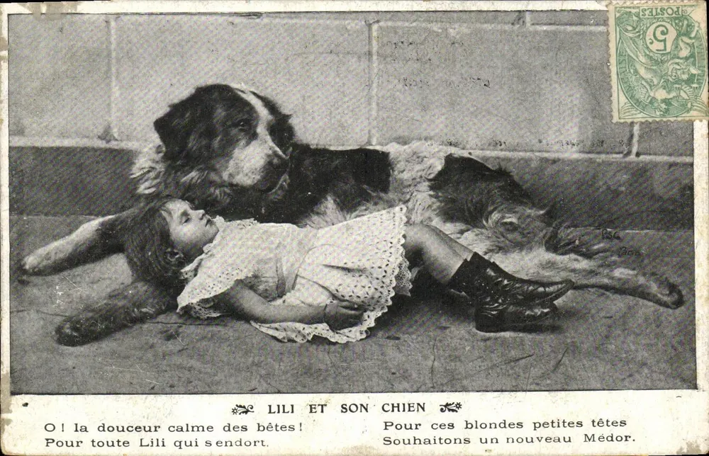 Lili und ihr Hund — Szene der Zärtlichkeit — Verlag nicht erkennbar - Vorderseite