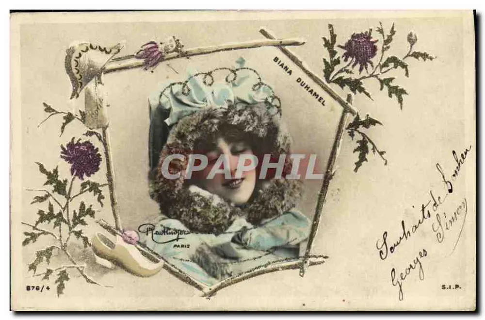 Biana Duhamel — Gerahmtes Portrait — P. R. P. Paris, Nr. B76/4 - Vorderseite