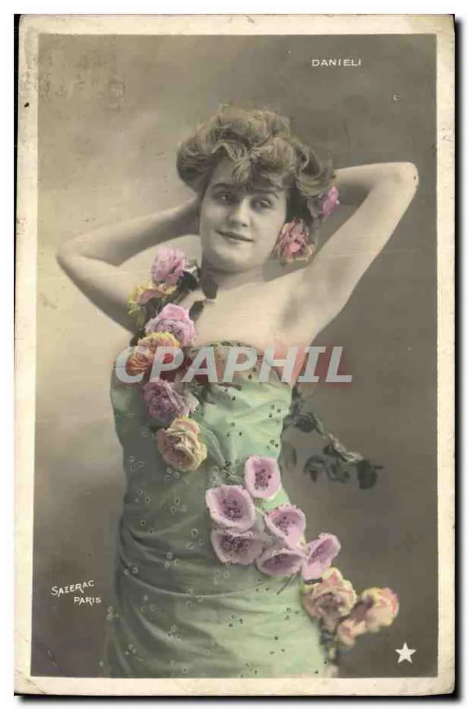 Frau in Blumengewand — Sazerac Paris — Serie Nr. 829 — Verlag DANIELI - Vorderseite