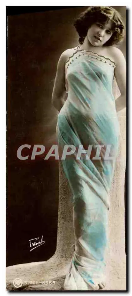 Frau in hellblauer Robe — elegante Pose — Studio Trenel, n° 3.705-6565 - Vorderseite