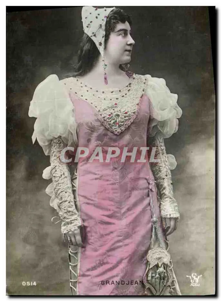 Junge Frau in einem rosa Kleid mit Verzierungen — Grandjean, Nr. 0514 - Vorderseite