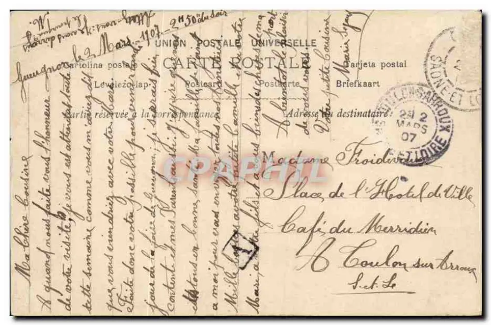 L. Grandjean — Portrait einer Frau im Dienstmädchenkostüm — S.I.P. Paris - Rückseite