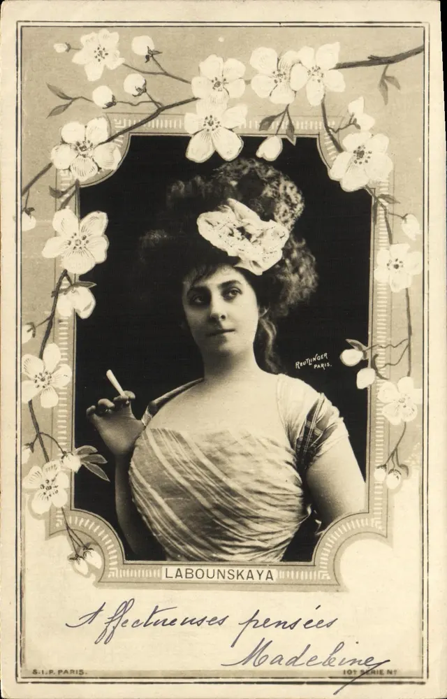 Madeleine Labounskaya — Portrait einer rauchenden Frau — S.I.P. Paris, Serie 101 - Vorderseite