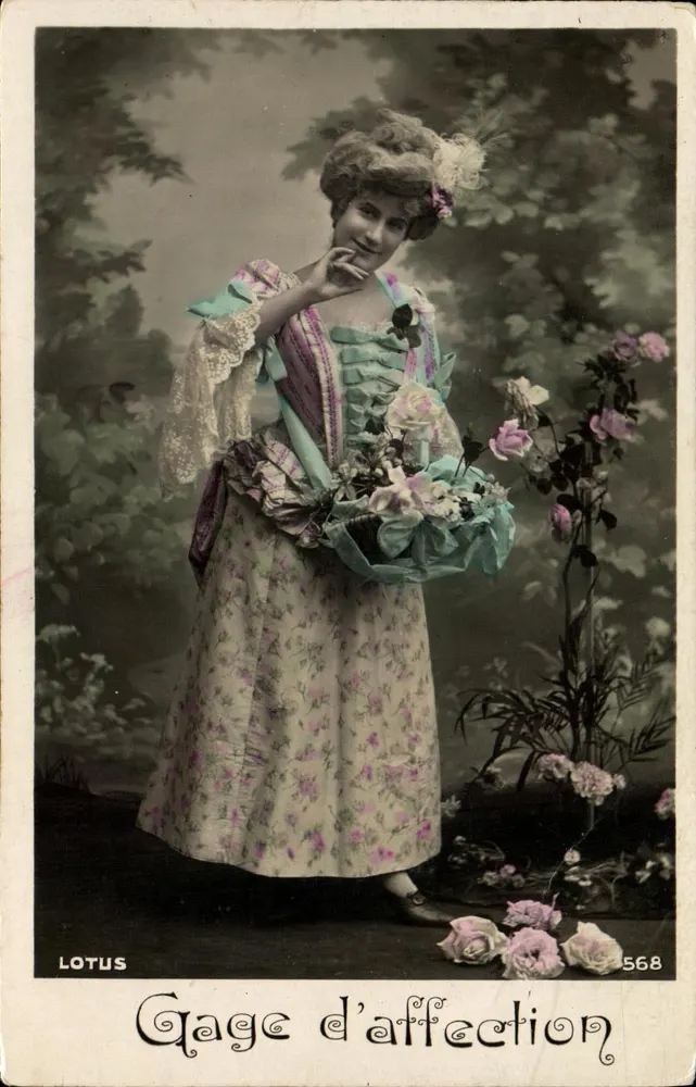 Frau in blühendem Kleid — Zeichen der Zuneigung — LOTUS n°568 - Vorderseite