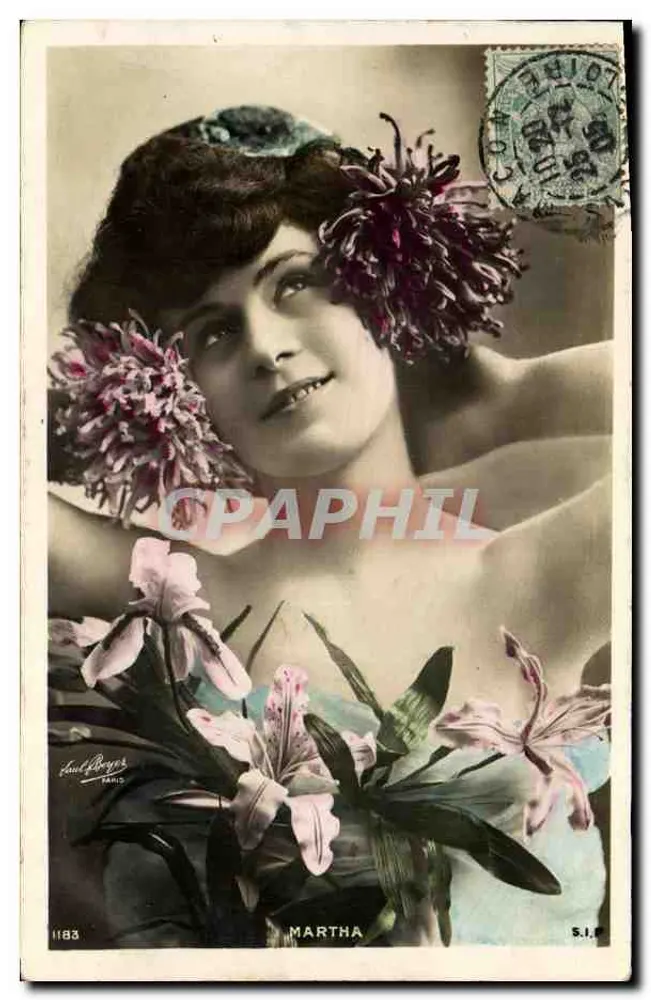 Martha — Porträt einer Frau mit Blumen — Paul Berger, Paris, Nr. 1183 - Vorderseite