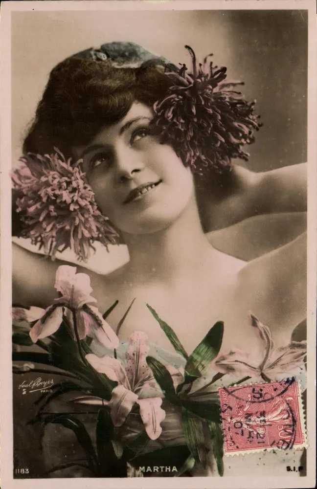 Martha — Frauenporträt mit Blumen — Paul Broyes, Paris, n°1183 - Vorderseite