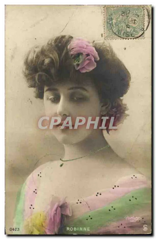 Junge Frau mit Rose — Robinne — Verlag P. Robinne, Paris, Nr. 0423 - Vorderseite