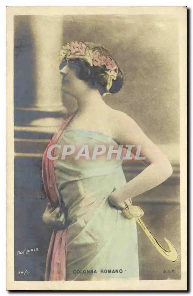 Colonna Romano — Frau in antikem Kleid mit Blumengirlande — Reutlinger, n° 114/1 - Vorderseite