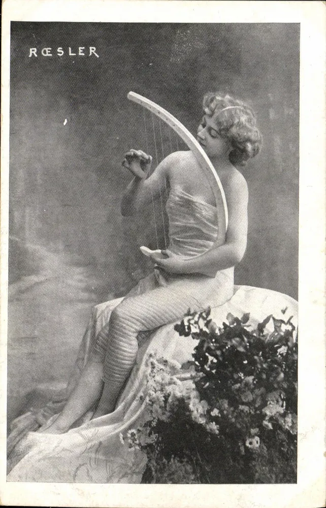 Frau, die eine Harfe spielt — Rœsler — Verlag Rœsler - Vorderseite