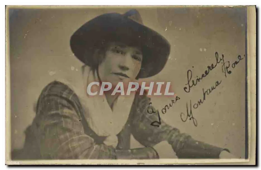 Frau mit Cowboyhut — Montbana Rose — handsignierte Ansichtskarte - Vorderseite